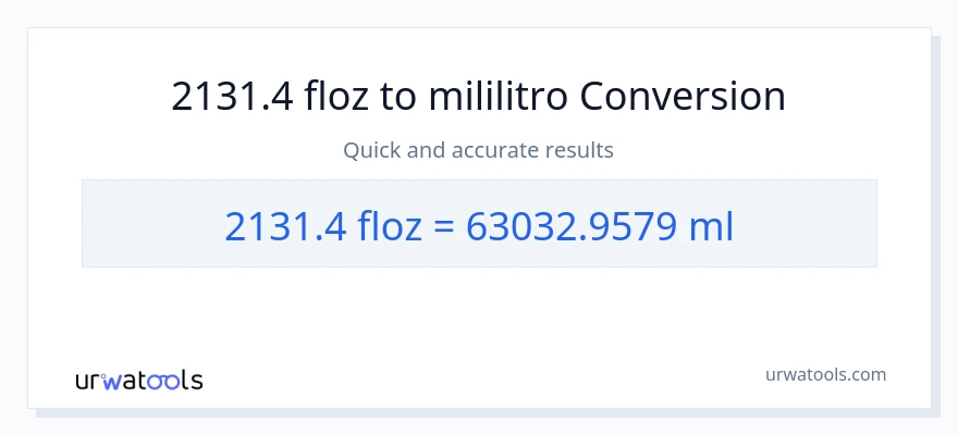 2131.4 mga onsa ng likido patungong mga mililitro na conversion