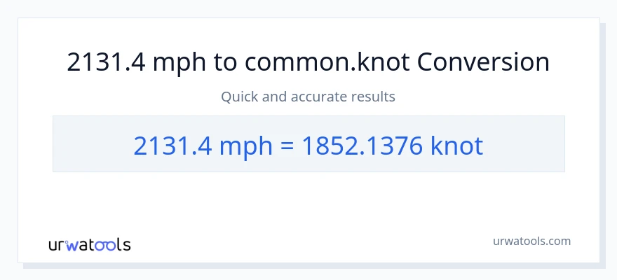 2131.4 milya kada oras patungong Knots na conversion