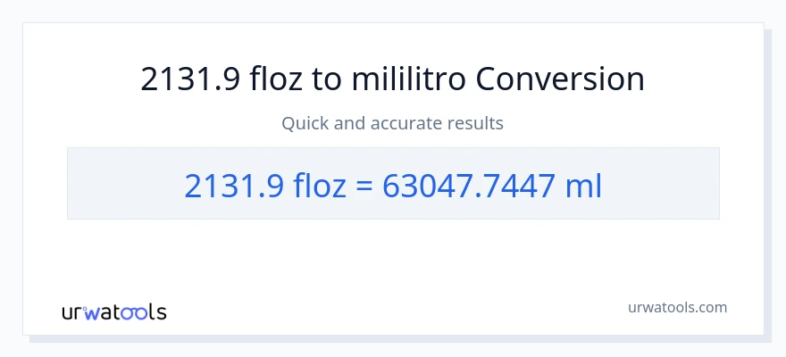 2131.9 mga onsa ng likido patungong mga mililitro na conversion