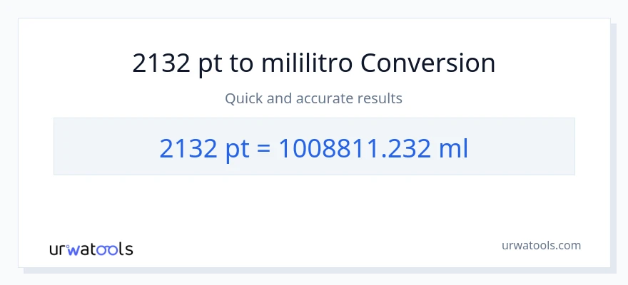 2132 Pints patungong mga mililitro na conversion