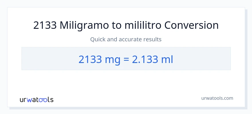 2133 miligramo patungong mga mililitro na conversion