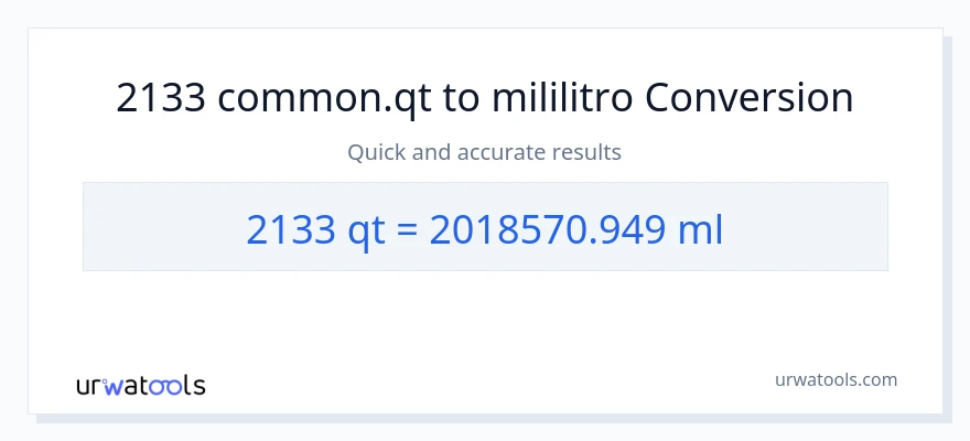 2133 Quarts patungong mga mililitro na conversion