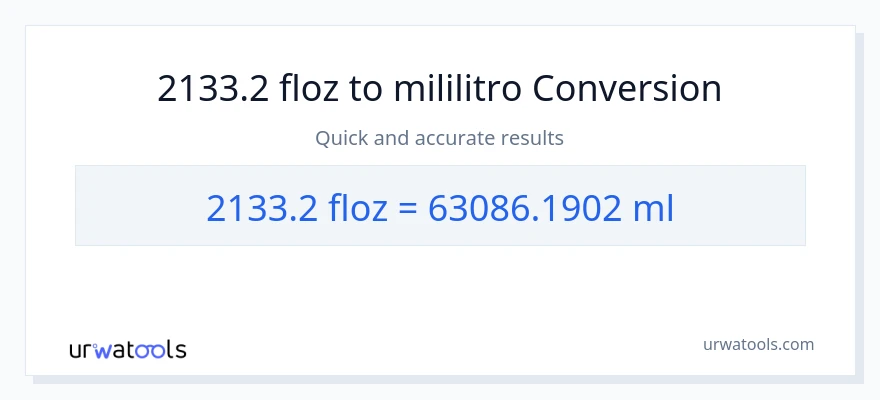 2133.2 mga onsa ng likido patungong mga mililitro na conversion