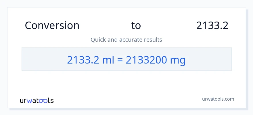 تبدیل 2133.2 میلی‌لیتر به میلی‌گرم