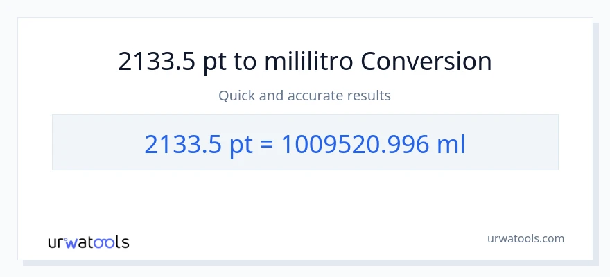 2133.5 Pints patungong mga mililitro na conversion