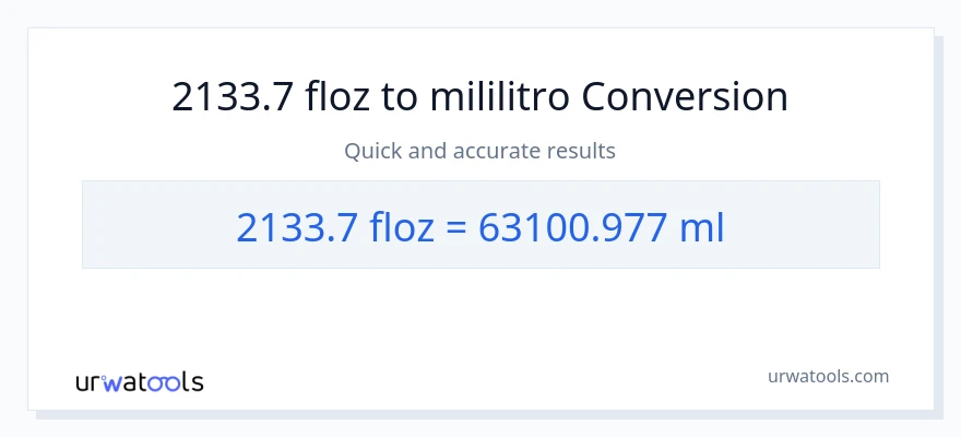 2133.7 mga onsa ng likido patungong mga mililitro na conversion