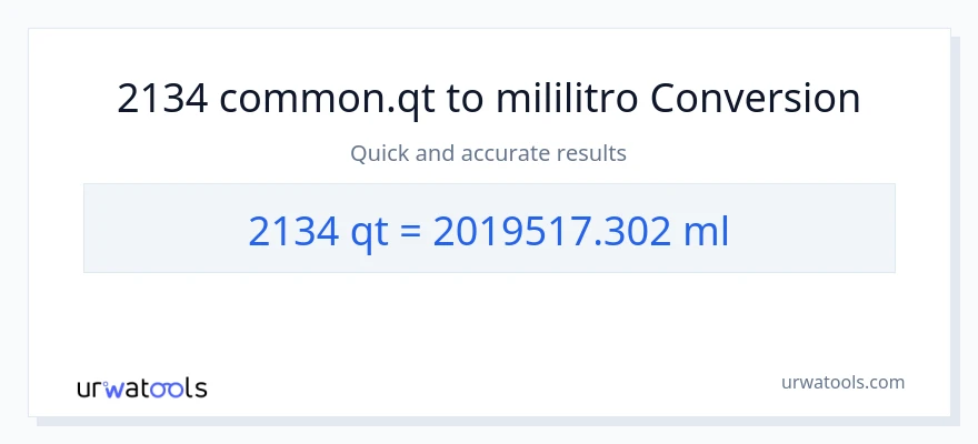 2134 Quarts patungong mga mililitro na conversion