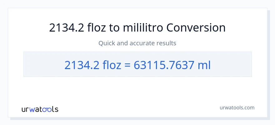 2134.2 mga onsa ng likido patungong mga mililitro na conversion