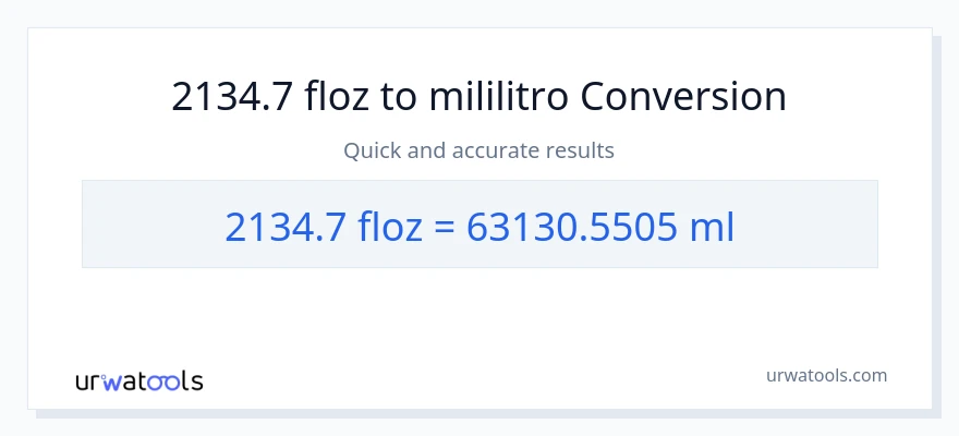 2134.7 mga onsa ng likido patungong mga mililitro na conversion