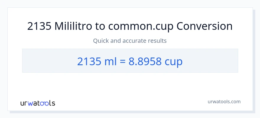 2135 mga mililitro patungong mga tasa na conversion