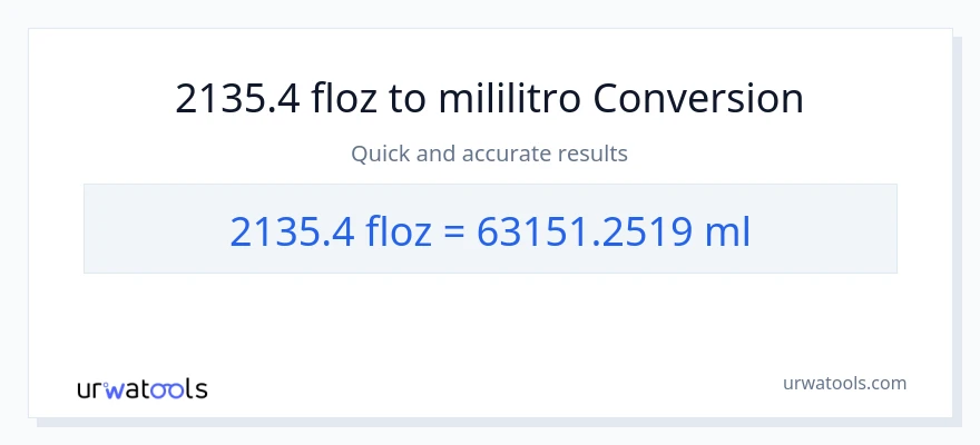 2135.4 mga onsa ng likido patungong mga mililitro na conversion