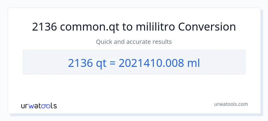 2136 Quarts patungong mga mililitro na conversion