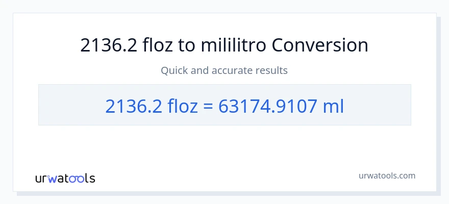 2136.2 mga onsa ng likido patungong mga mililitro na conversion