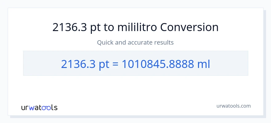 2136.3 Pints patungong mga mililitro na conversion