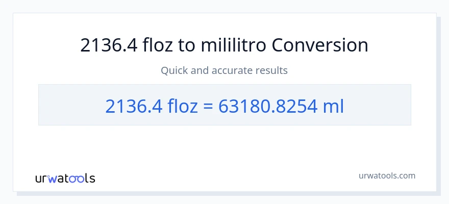 2136.4 mga onsa ng likido patungong mga mililitro na conversion