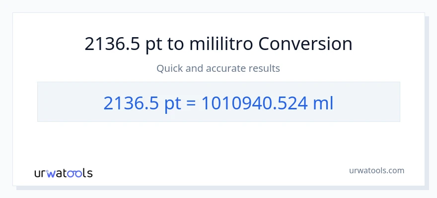 2136.5 Pints patungong mga mililitro na conversion
