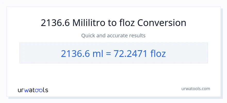 2136.6 mga mililitro patungong mga onsa ng likido na conversion