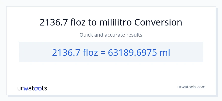 2136.7 mga onsa ng likido patungong mga mililitro na conversion