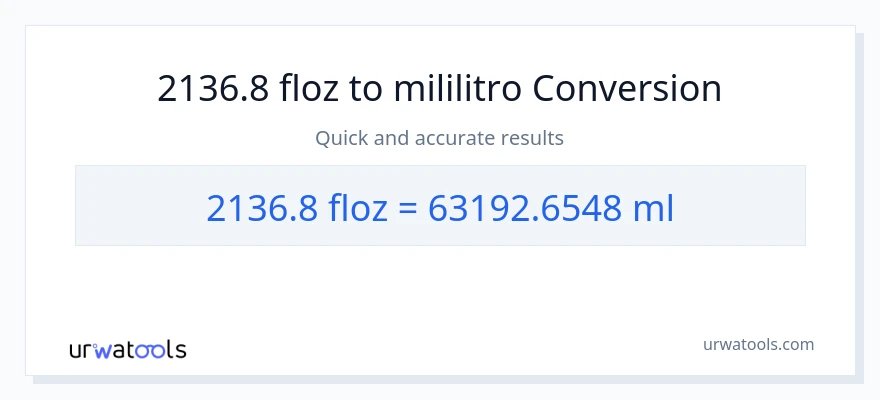 2136.8 mga onsa ng likido patungong mga mililitro na conversion
