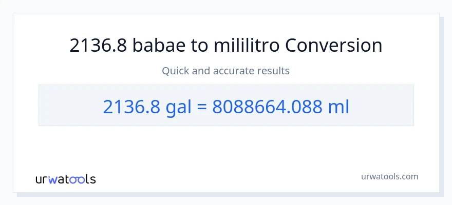 2136.8 Mga galon patungong mga mililitro na conversion