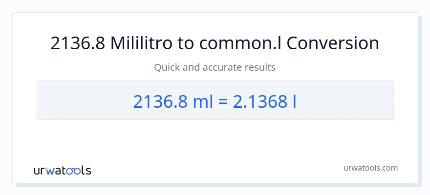 2136.8 mga mililitro patungong Liters na conversion