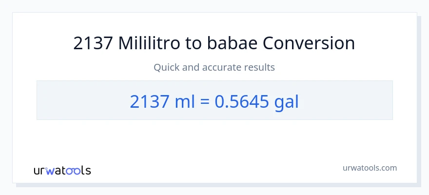2137 mga mililitro patungong Mga galon na conversion