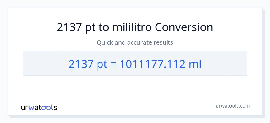 2137 Pints patungong mga mililitro na conversion