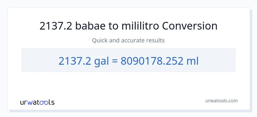 2137.2 Mga galon patungong mga mililitro na conversion