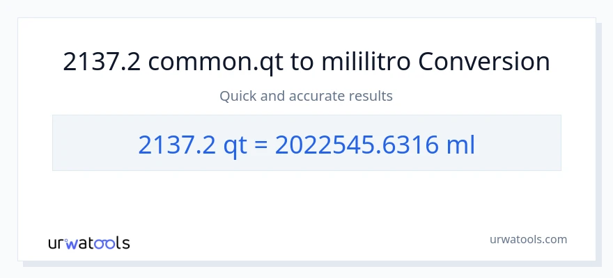 2137.2 Quarts patungong mga mililitro na conversion