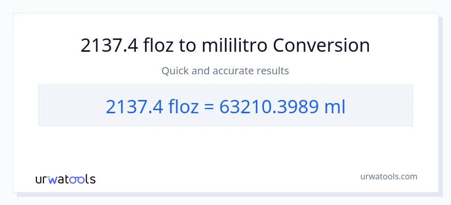 2137.4 mga onsa ng likido patungong mga mililitro na conversion