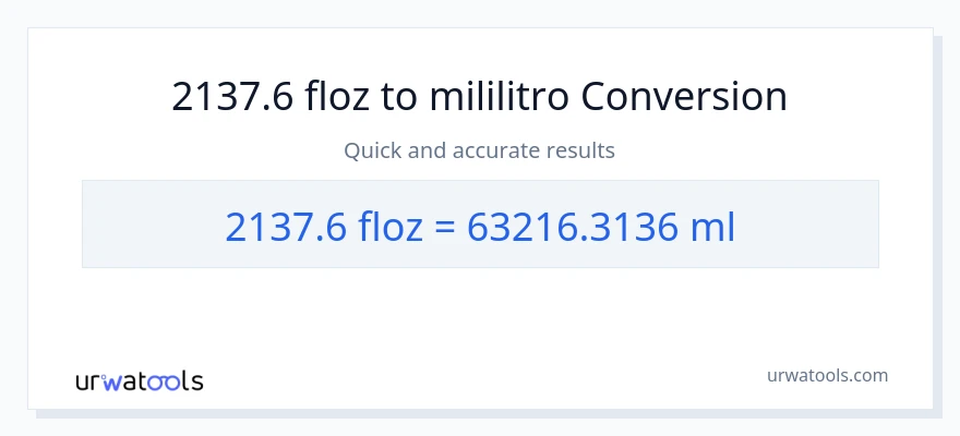 2137.6 mga onsa ng likido patungong mga mililitro na conversion
