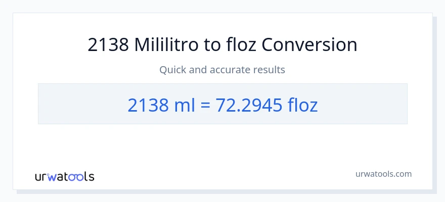 2138 mga mililitro patungong mga onsa ng likido na conversion