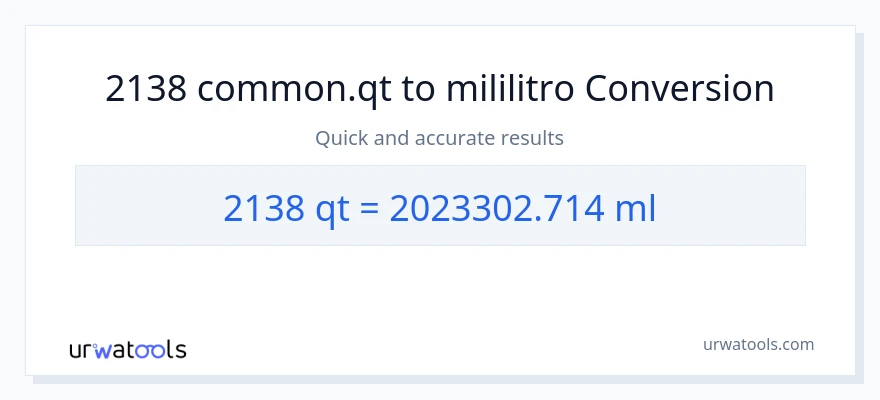 2138 Quarts patungong mga mililitro na conversion