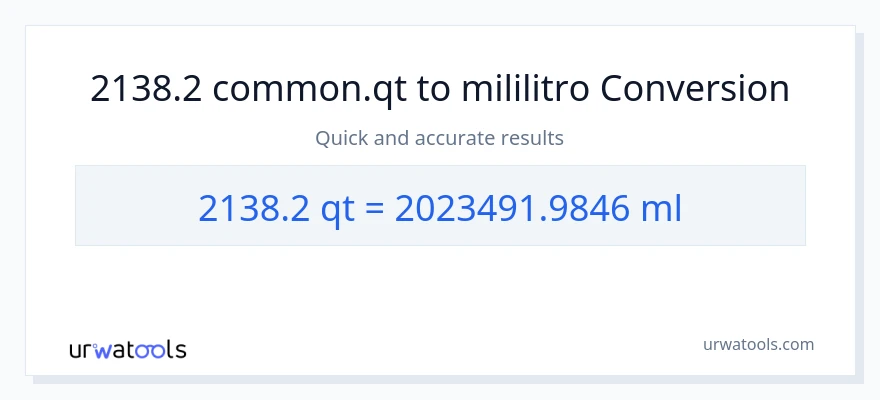 2138.2 Quarts patungong mga mililitro na conversion