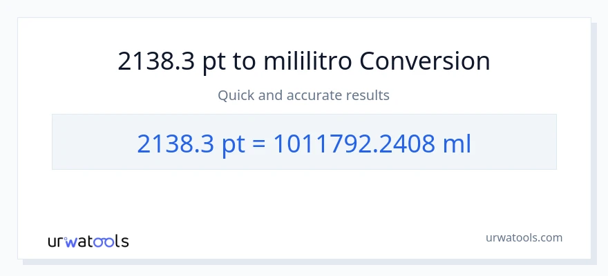 2138.3 Pints patungong mga mililitro na conversion
