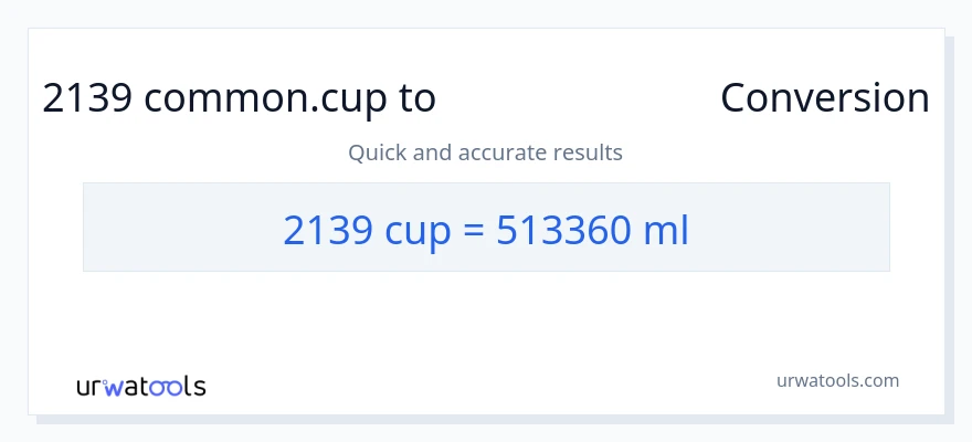 2139 కప్పులు నుండి మిల్లీలీటర్లు కు మార్పిడి