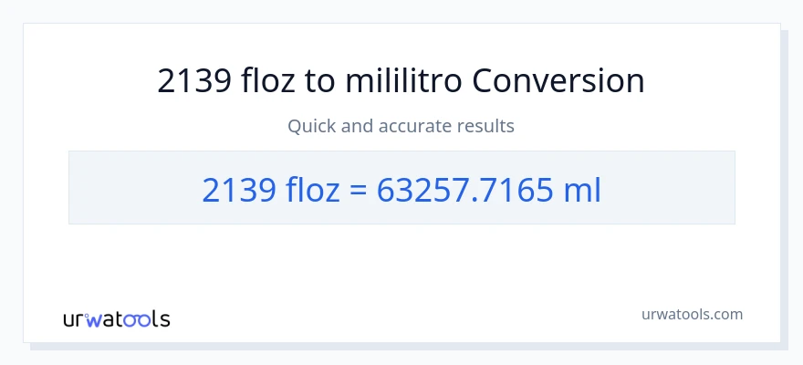 2139 mga onsa ng likido patungong mga mililitro na conversion