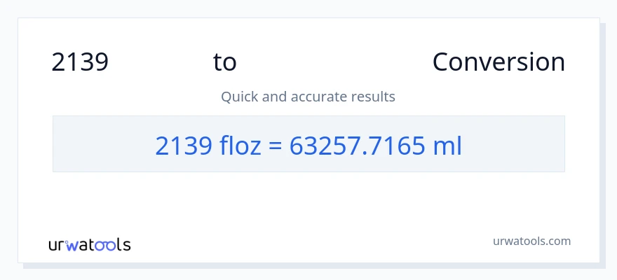 2139 ദ്രാവക ഔൺസ് ൽ നിന്ന് മില്ലിലിറ്റർ ലേക്ക് പരിവർത്തനം