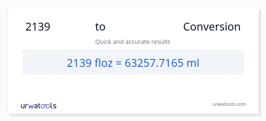 2139 ద్రవ ఔన్సులు నుండి మిల్లీలీటర్లు కు మార్పిడి