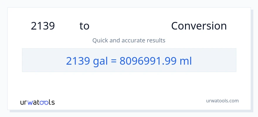 2139 ഗാലൺസ് ൽ നിന്ന് മില്ലിലിറ്റർ ലേക്ക് പരിവർത്തനം