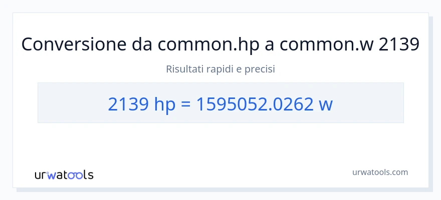 Conversione da 2139 potenza a watt