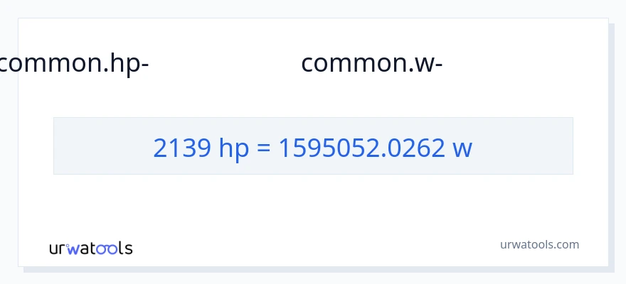 2139 കുതിരശക്തി ൽ നിന്ന് വാട്ട്സ് ലേക്ക് പരിവർത്തനം