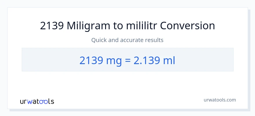 Konverze z miligramy na mililitrů: 2139