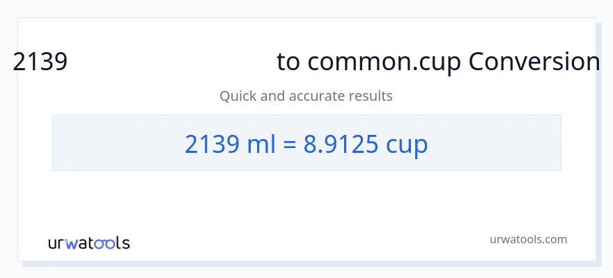 2139 மில்லிலிட்டர்கள் இலிருந்து கோப்பைகள் வரை மாற்றம்