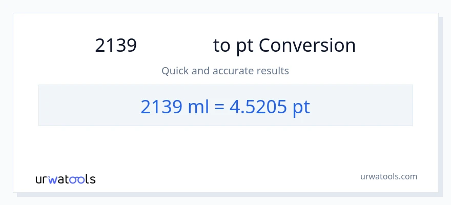 2139 ミリリットル から Pints への変換