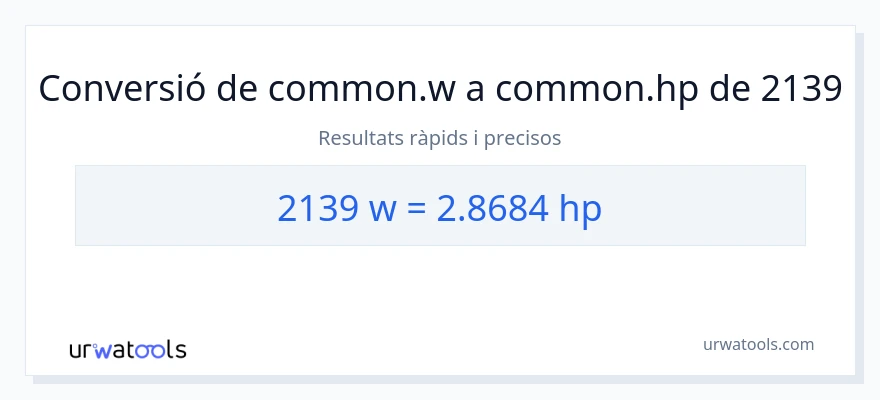 Conversió de 2139 watts a cavalls de força