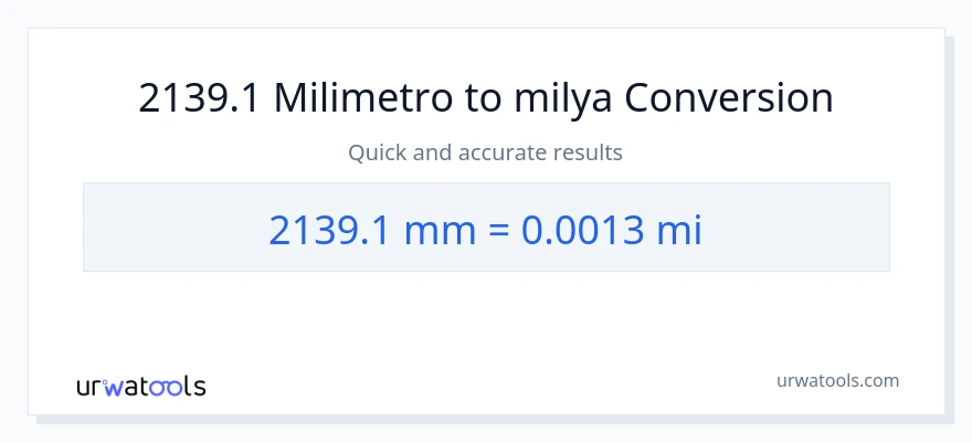 2139.1 milimetro patungong milya na conversion