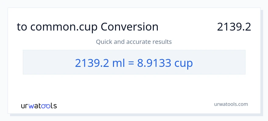 تبدیل 2139.2 میلی‌لیتر به فنجان‌ها