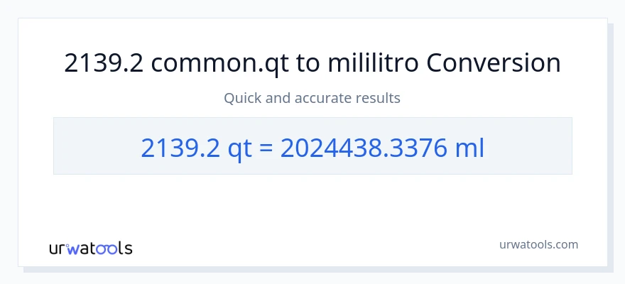 2139.2 Quarts patungong mga mililitro na conversion