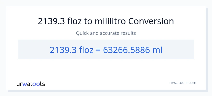 2139.3 mga onsa ng likido patungong mga mililitro na conversion